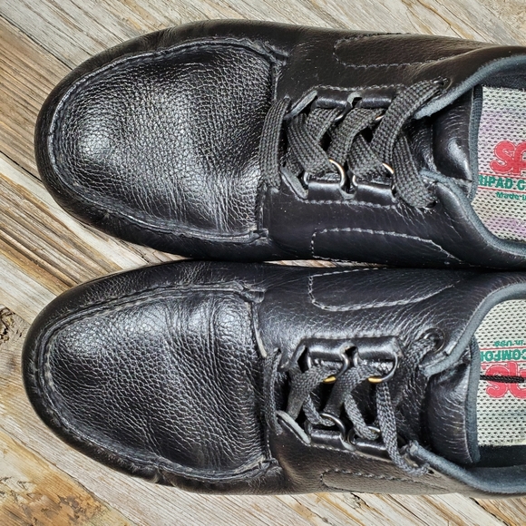 SAS Black Leather Sneakers Comfort Shoes Lace up - Picture 5 of 6